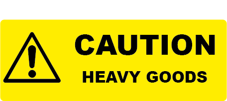 Yellow Caution Heavy Goods Rectangle Shipping Labels